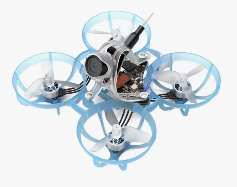 BETAFPV Air65 brushless whoop micro drone with blue propeller guards and FPV camera