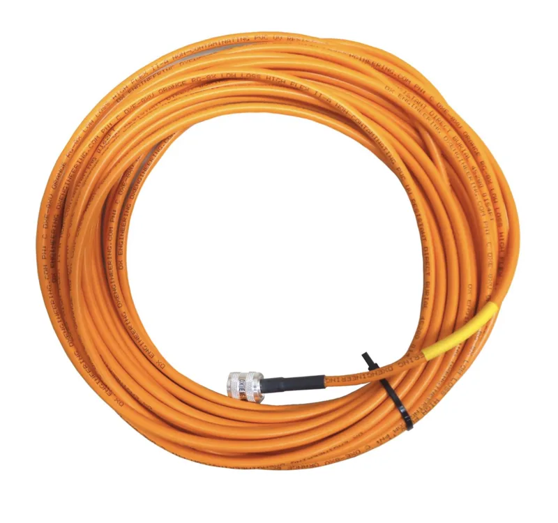 DX Engineering orange RG-8X low loss high flex coax cable coil with UV resistant PVC jacket