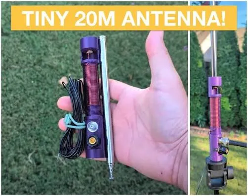Just OK Mini compact 20 meter HF antenna held in hand