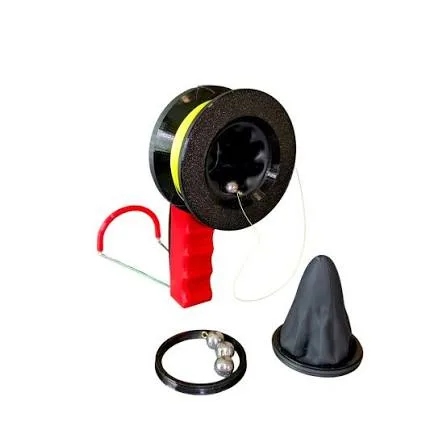 The One-Shot wire antenna slingshot with line spool and weight