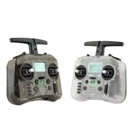 Radiomaster Pocket ELRS transmitters in charcoal and transparent white
